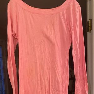 Express Pink Long Sleeve Wide Boatneck Top- Size Large- good condition